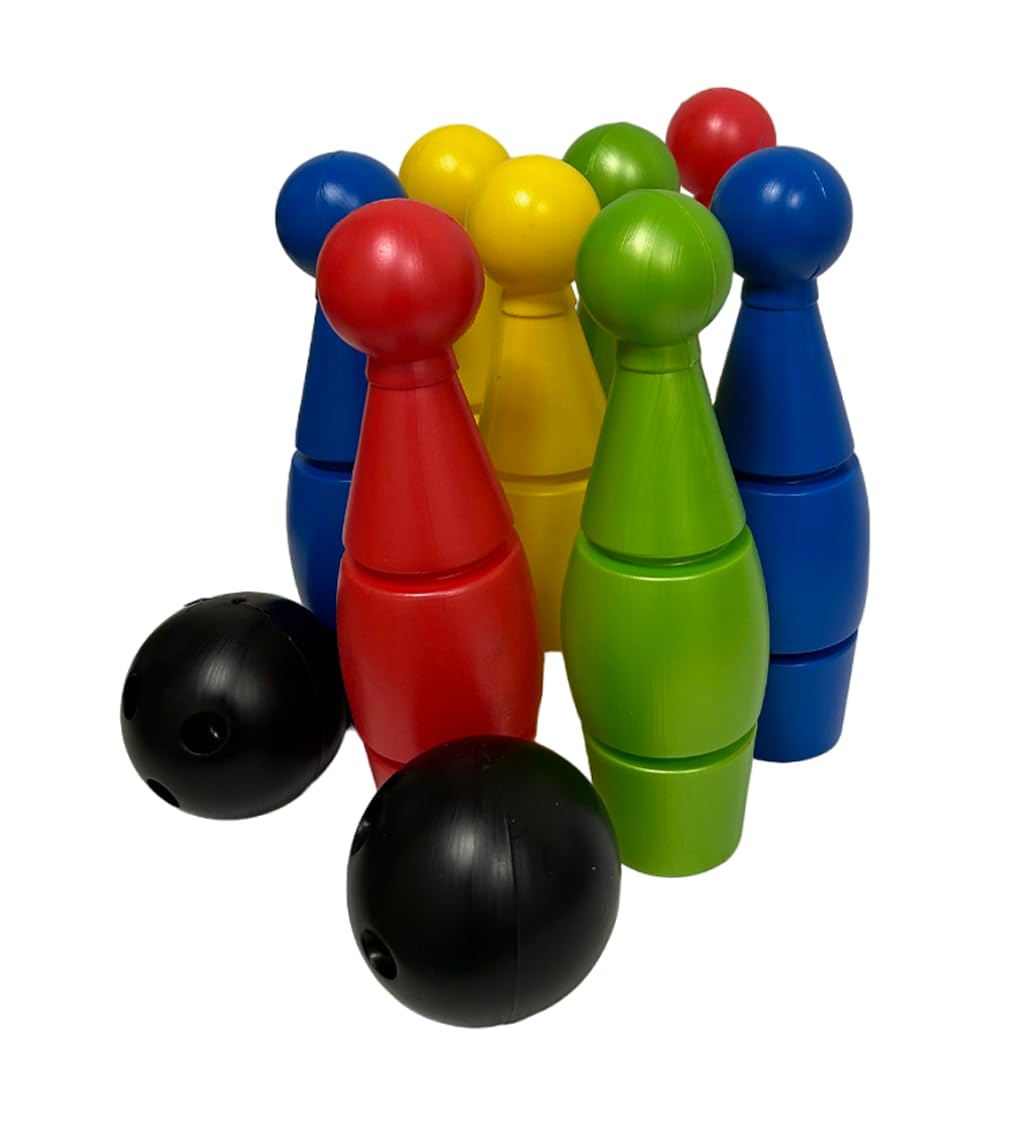 Bowling per Bambini Grande Set Birilli per Bambini Bowling con 8 Birilli e 2 Palle Birilli Grandi cm 34 Birilli Maxi Birilli in PLastica da Interno e Esterno Gioco Bowling MADE IN ITALY