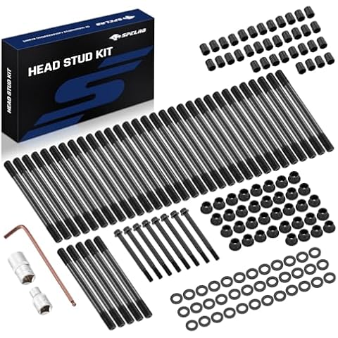SPELAB Head Stud Replacement Kit for 2001-2016, 6.6L LB7 LLY LBZ LMM LML Chevy Duramax Diesel Engines Models with Studs and Nuts, Cylinder Head Stud Assembly Kit & Assembly Lubricant Cover
