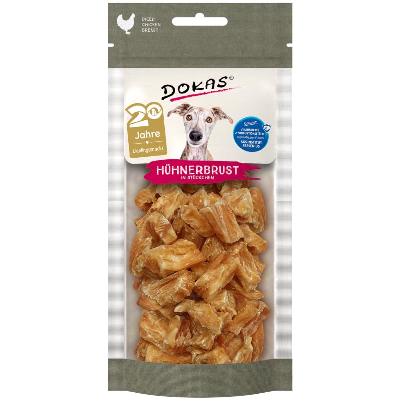 Dokas Snack per cani con petto di pollo in pezzi, 11 x 50 g