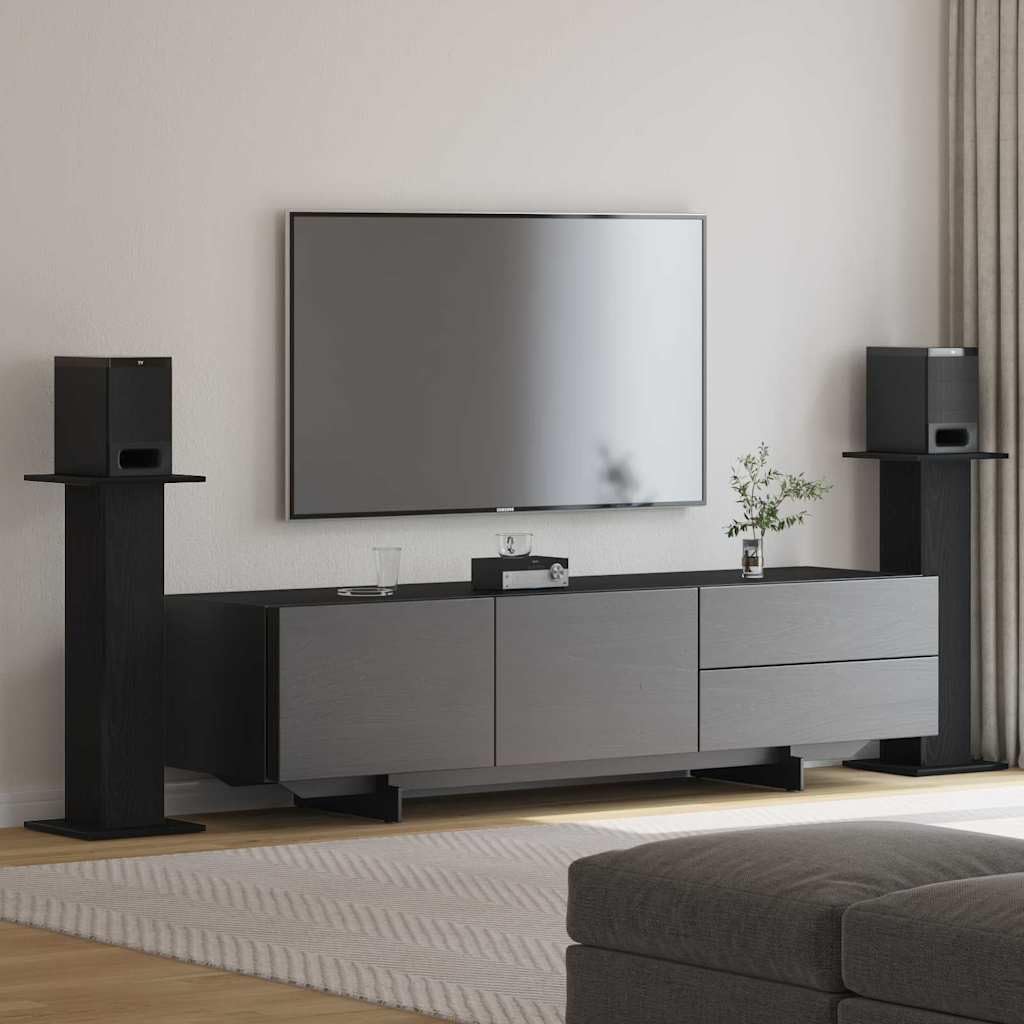 vidaXL Soportes para Altavoces 2 uds. Roble Negro 30 x 30 x 80 cm | El acabado en roble negro elegante queda bien en cualquier habitación,