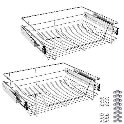 Froadp 2 Piezas Cocina Estante Cajón Telescópico Dormitorio Extensible Cajón Gabinete Cajón Estantes y Soportes (60cm)