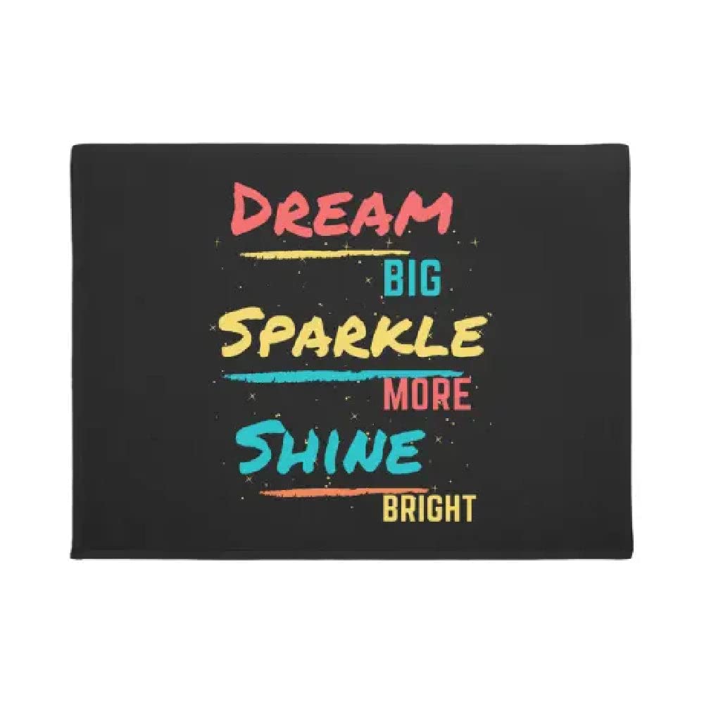 Ensound Dream Big Sparkle More Shine Bright Doormat,Novelty Flannel Floor Mat with Non-Slip Rubber,Family Home Decorative Welcome Doormat 30x18 Inch
