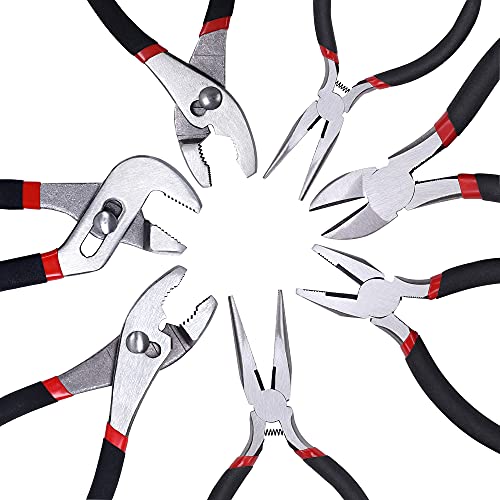 FASTPRO 7-piece Utility Pliers Set, Includes Slip Joint, Long Nose, Diagonal, Groove Joint, Linesman, and Mini Long Nose Pliers, Dipped Handle - Image 8