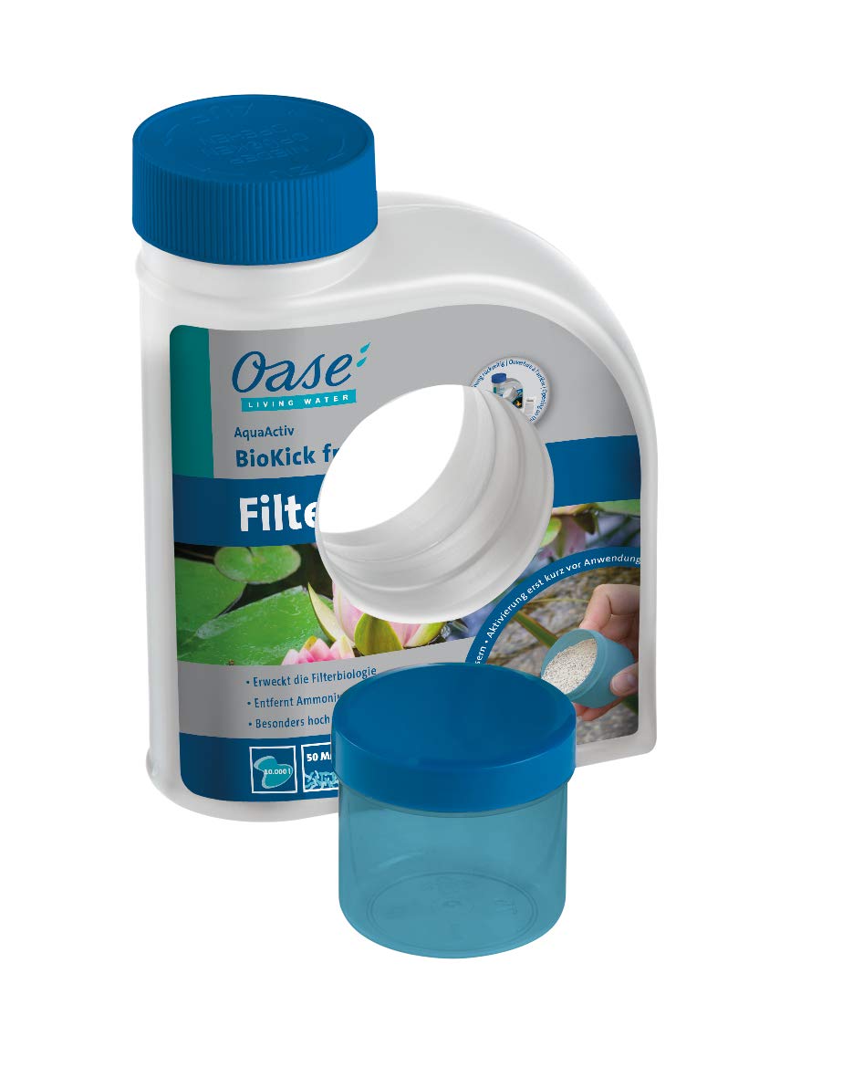 OASE 50455 Druckfilter BioPress Set 10000 & 43145 AquaActiv BioKick Fresh 500 ml für 10.000 l - Filterbakterien/Starterbakterien für Teich, Fischteich, Gartenteich, Schwimmteich