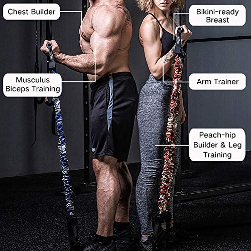 Shaoyao Adjustable Resistance Bands Chest Expander Bench Press Assistance Latex Bands Removable Pull Rope with Exercise Fitness Elastic Tube Pink 53LB