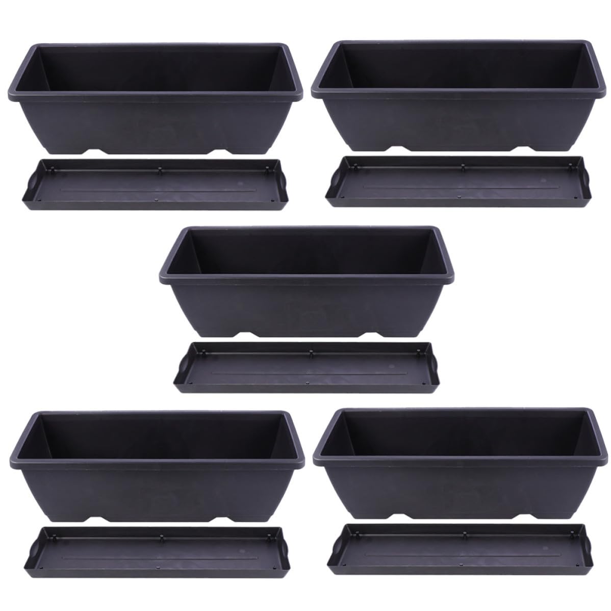 Macetas rectangulares de plástico para huerto urbano y cultivo de flores casero
