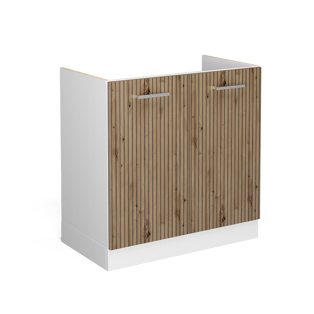 Vicco Armario bajo para Fregadero R-Line, Roble Artesanal, 80 cm