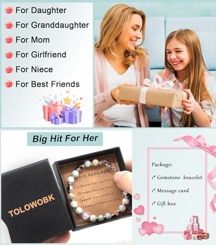Image of 2026 Graduation Gifts for Girls, Her, Kids Natural Gemstone Bracelets for Girls Daughter Granddaughter Niece Sister Teenager Girl Birthday Gifts Idea