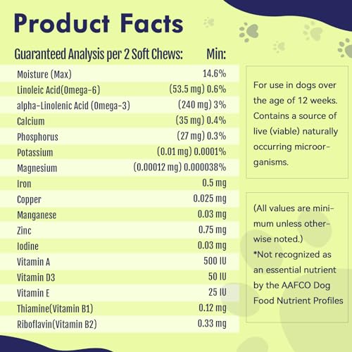 Multivitamin Treats for Canine  Glucosamine Chondroitin for Joint Help + Digestive Enzymes  Probiotics  Grain Free Canine Vitamin for Pores and Skin  Coat + Immune Well Being  60ct  Cucciolini Doodles Multivitamin treats for canine  glucosamine chondroitin for joint help + digestive enzymes  probiotics  grain free canine vitamin for pores and skin  coat + immune well being  60ct   cucciolini doodles