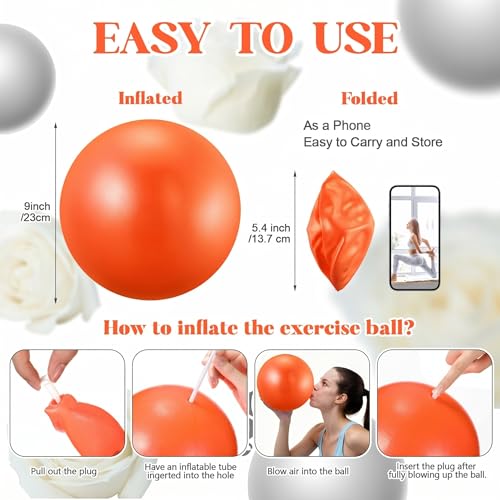 Image of Sotiff 20 Pcs 9 Inch Pilates Ball Bulk Exercise Pilates Ball Mini Yoga Balls Therapy Core for Stability Barre Training Stretching Physical Posture Training Gym Workout with Inflation Tube