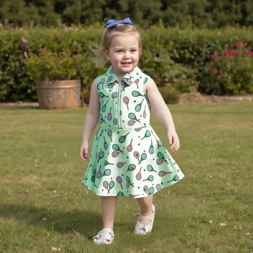 Toddler Baby Girl Dress Kid Polo Dress Girls Golf Cart Outfit Zipper Ruffle Sleeveless A-line Dresses Summer Clothes2