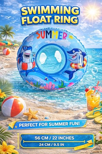 Image of Inflatable Kiddie Float | Water Baby Floater for Kids| Safe Anti-flip Diaper Style Swim Tube Rider| Swim Pool Tube for Toddlers|Multicolor Cute Swimming Pool Safety Seat (ROUND FLOAT BLUE)