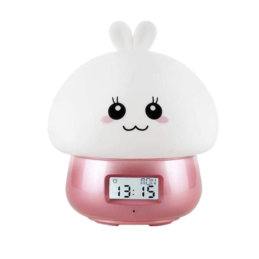 CHQUAN Cute Night Light Alarm Clock DIY Recording Electronic Clock Charging Remote Control Colorful Color Change Wake up Decompression Light Alarm Clock Gift