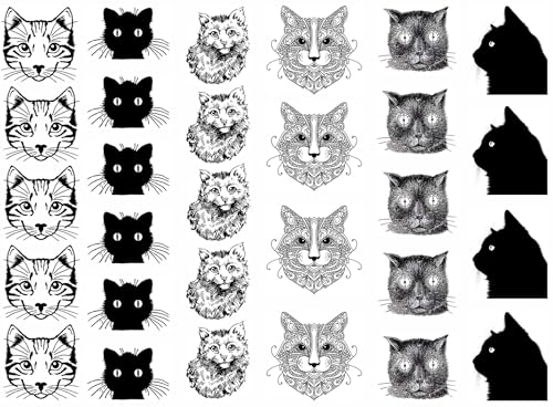 Cat Heads 29 pcs 1 Inch Black Fused Glass Decals