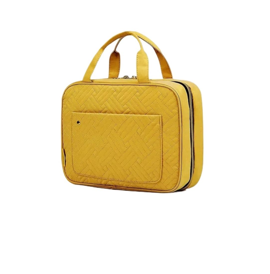 Neceser de Viaje Neceser de Maquillaje con Gancho for Colgar, Neceser Resistente al Agua, Organizador de Viaje for artículos de tocador organizadores de tamaño Completo(Yellow,M)