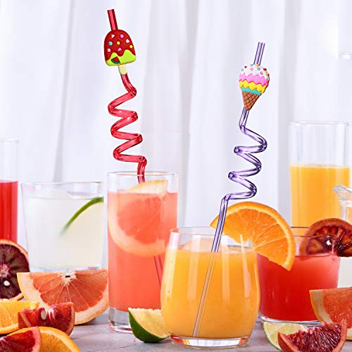 24 pitillos reutilizables para fiestas con diseño de helado miniatura 3