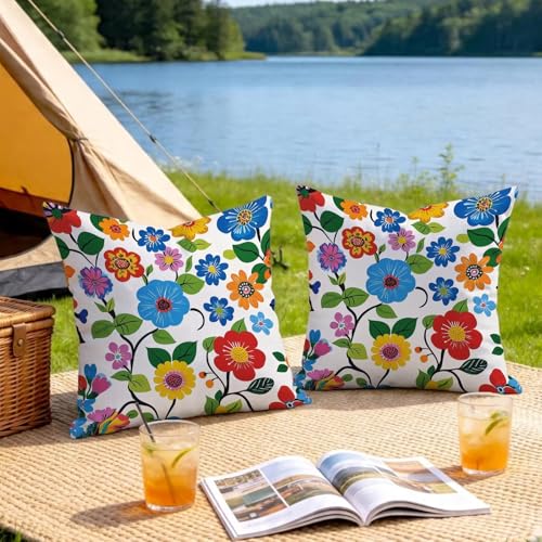 Housse de coussin extérieur imperméable 80x80 grand format déco terrasse - 8