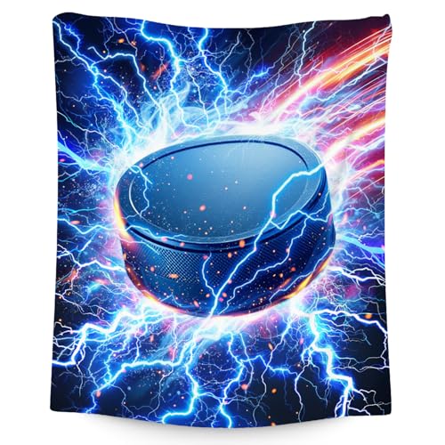 Hockey Blankets Boys Blanket - 60" x 80" Team Gifts Ice Hockey Kids Soft Flannel Throw for Couch, Room Decor