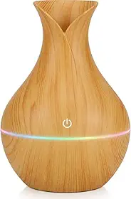 Umidificador Ultrassônico Difusor de Aroma - Design Madeira com LED Colorido USB