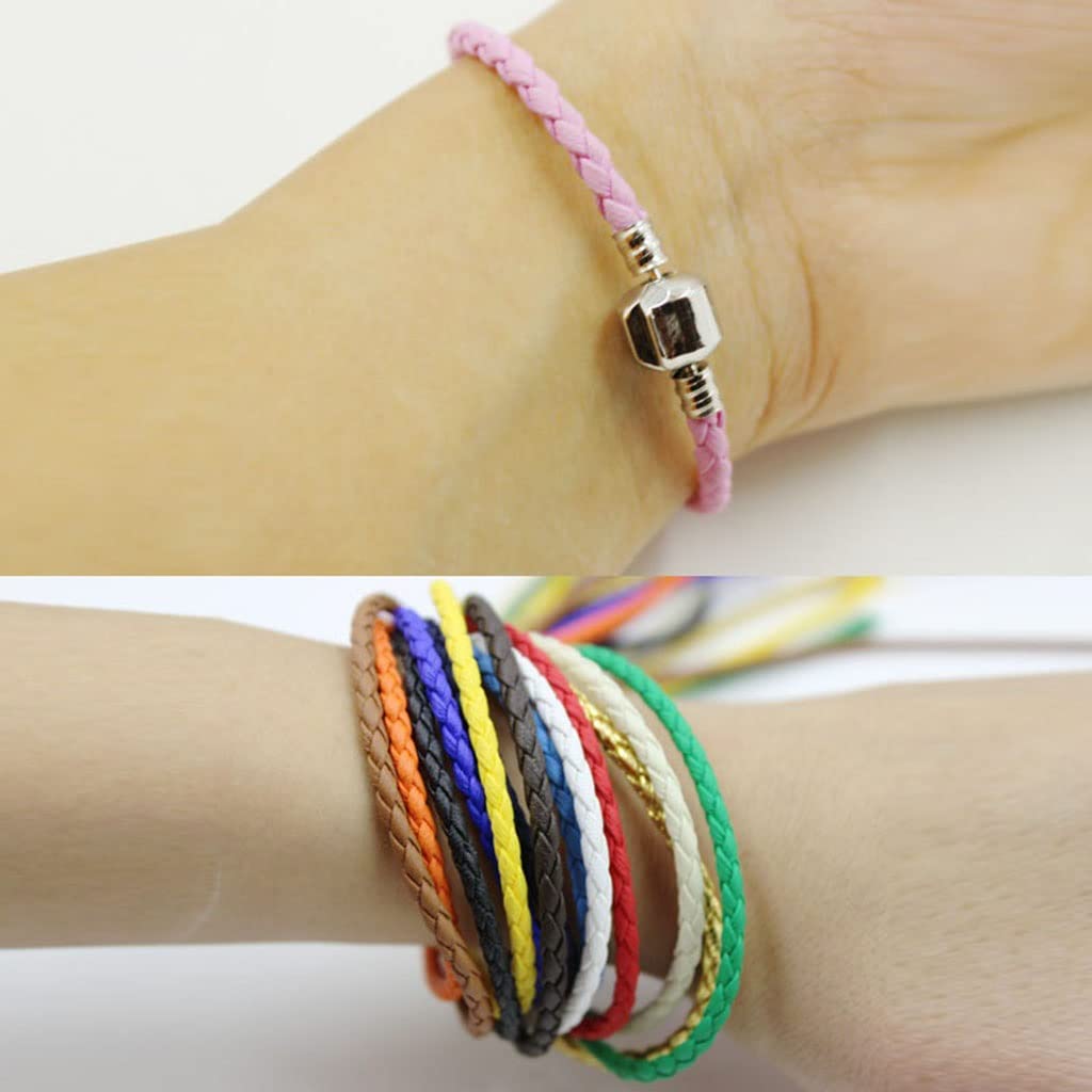 Cordoncino per gioielli in pelle, Bracciale con collana fai-da-te cordino tondo da 3/4/5/6/8 mm che realizza gioielli in corda PU intrecciata marrone nero | Black,4mm