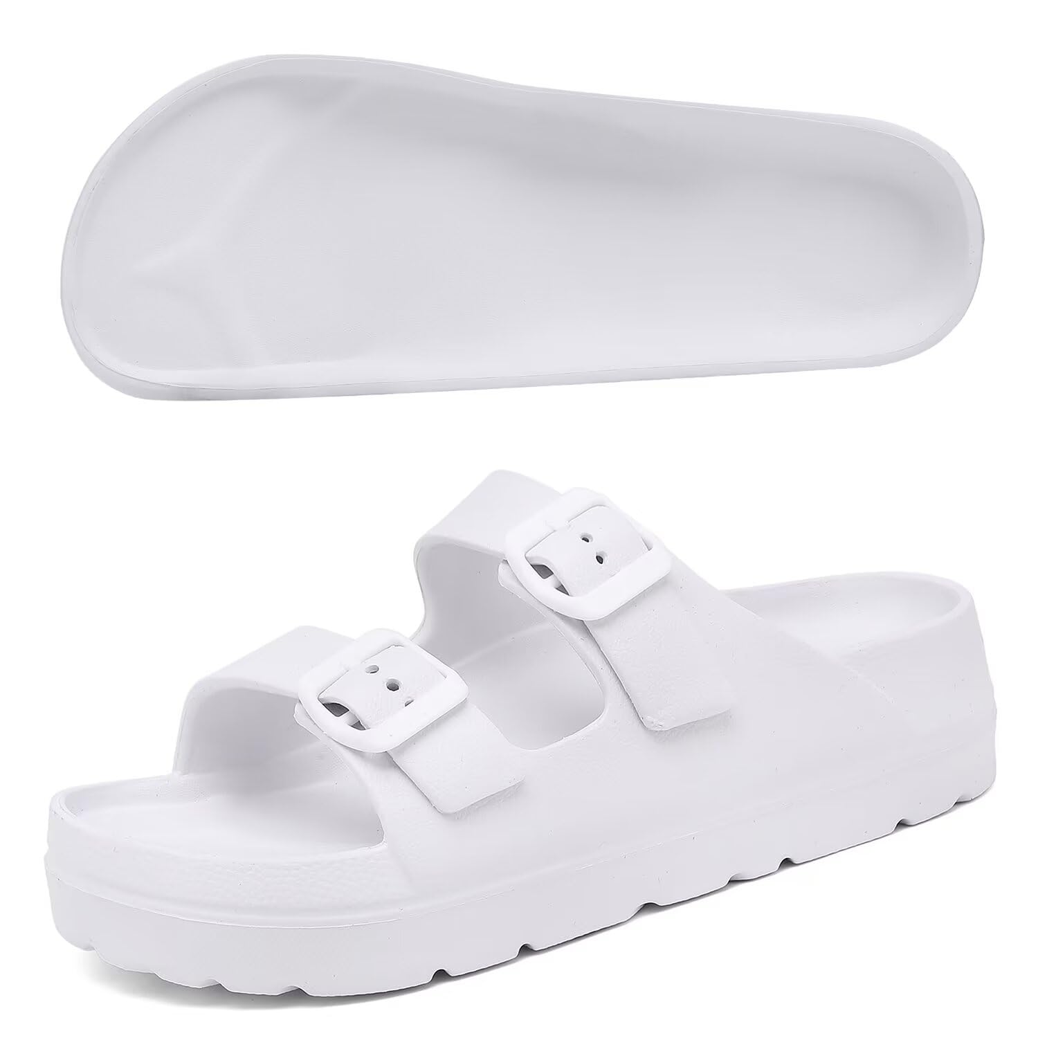 Women Platform Sandals with Arch Support, Adjustable Double Buckle Slide for Woman, Summer Vacation Sandal for Beach,Garden,Pool,Easy Street, Sandalias de Plataforma Para Mujer