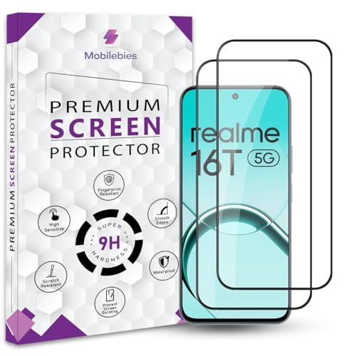 Image of Premium Tempered Glass Screen Protector Guard For Realme 16T 5G (6.81 Inch, Pack of 2) | Edge to Edge Coverage With Easy to installation kit