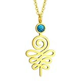Stainless Steel Spiritual Symbol Unalome Turquoise Necklace for Women