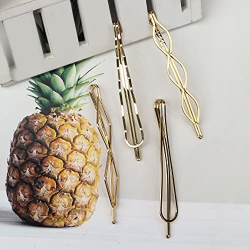 16 Pieces Geometric Metal Hair Pins, Pearls Hair Clips Elegant Hair Barrettes Bridal Gold Metal Bobby Pins Dainty Embellished Bobby Pins for Woman and Girls - Image 3