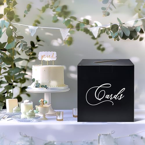 Image of Black and White Card Box Gift Card Box Holder Envelope Box for Wedding Birthday Baby Shower Retirement Party Card Box