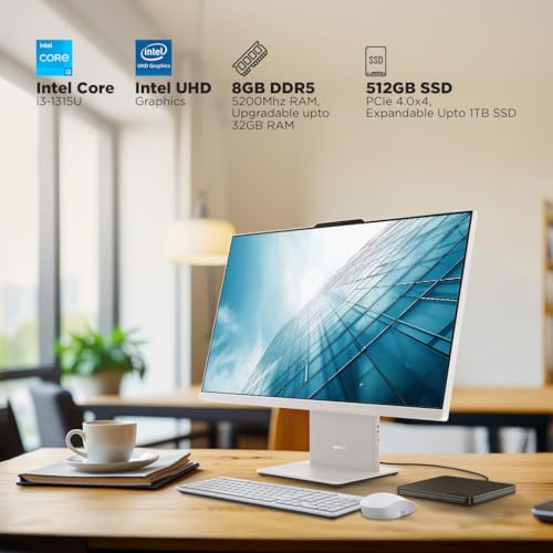 Image of Lenovo IdeaCentre AIO 13th Gen Core i3-1315U 27 inch FHD IPS (8GB RAM /512GB SSD /Windows11 /MS Office 2021 /3Wx2 Harman Speakers /Alexa Built-in /Wireless Keyboard & Mouse, Grey), F0HM00G4IN All-in-One Desktop