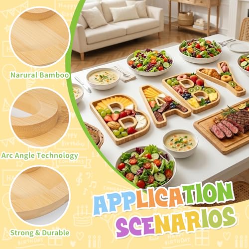 Image of 4PCS Baby Charcuterie Board Letters-(with 14 Balloons) Fillable Letter Food Serving Tray for Party Desserts Container Fruit Platter,Reusable for Baby Shower Gender Reveal Birthday Party Decor