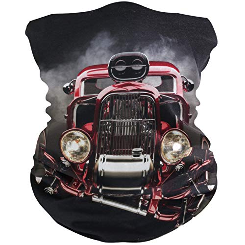 visesunny Seamless Bandana Neck Gaiter Hot Rod with Smoke 3D Print Headband Headwear Sports Tube UV Scarf for Workout Yoga Running Hiking Riding Multi