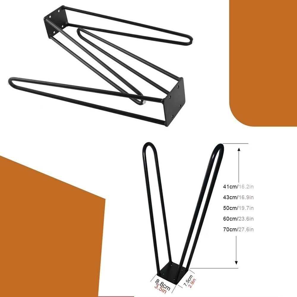 2 szt. Zestaw wymiennych nóg Meble metalowe Podpórka na biurko z gumowymi ochraniaczami Szpilka do stóp Stopy do krzeseł(43cm)