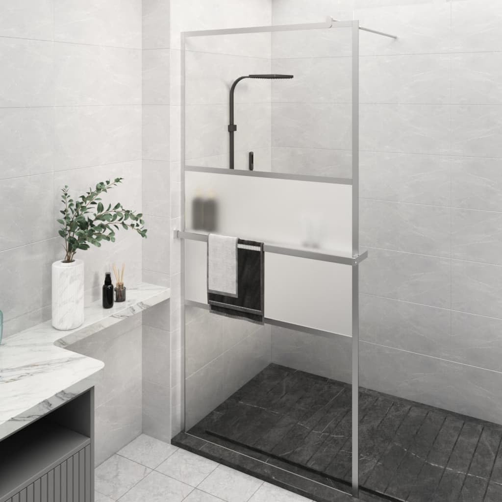 Homgoday Parete doccia con ripiano per walk-in doccia a parete per cabina doccia, cabina doccia, cabina doccia, cabina doccia, design moderno, cromato, 80 x 195 cm, ESG