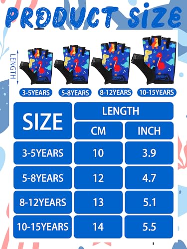 Image of Boao 3 Pairs Kids Half Finger Bike Gloves