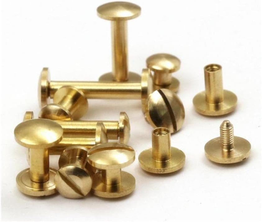 Screw Rivets 20pcs Solid Arc Brass Screw Rivets Luggage Leather Accessories Screw Buckles Album Binding Books Spikes