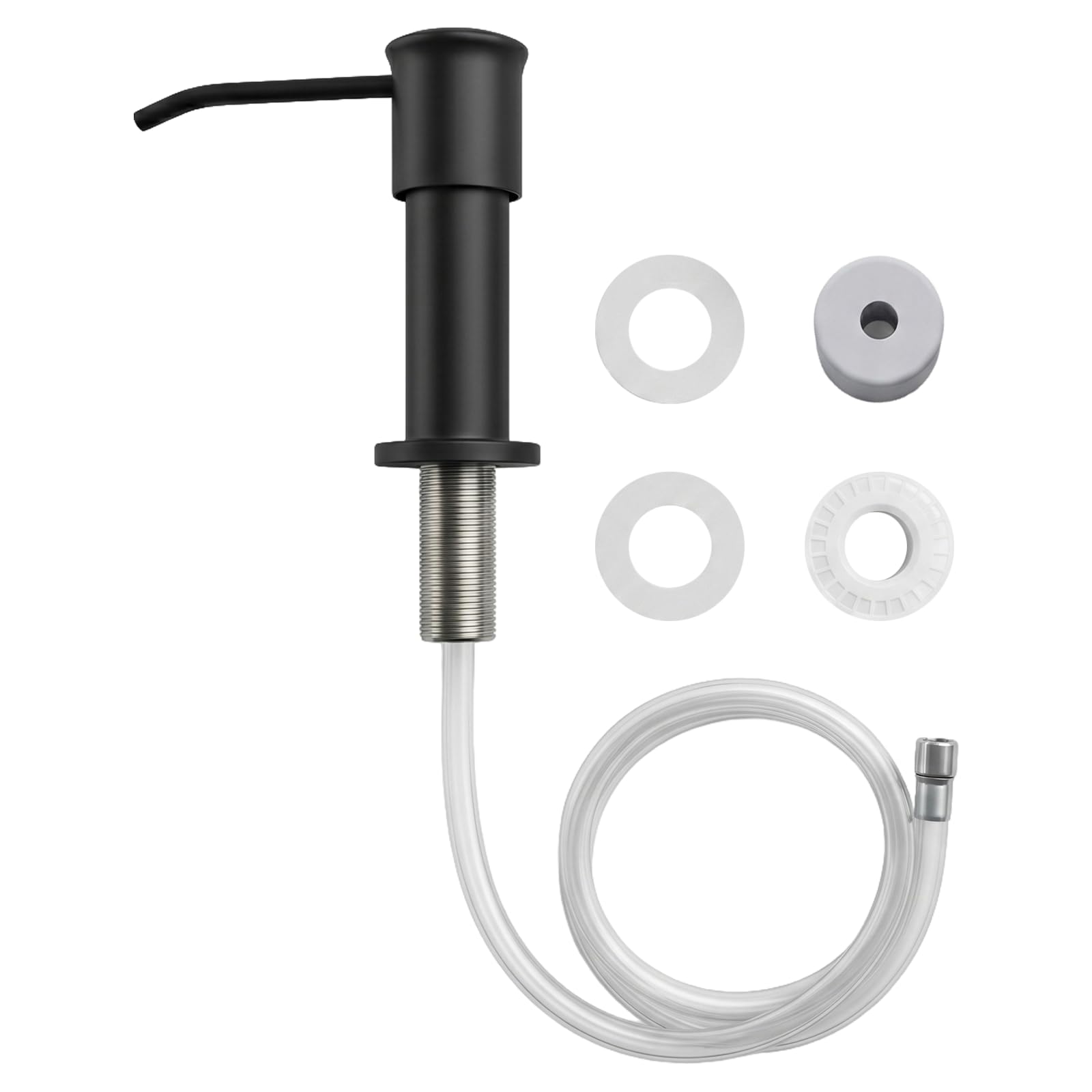 Dispensador Jabon Cocina Bajo Encimera, Dispensador de Detergente para Fregadero con Botella de 300 ML y Manguera de 1,2 m, Todo Material de Cobre + Tuerca de Metal, Dosificador de Jabón de Cobre