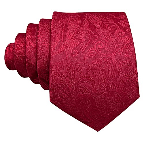 Image of Barry.Wang Men Tie Set Paisley Silk Necktie Pocket Square Cufflinks Formal Wedding Business Party