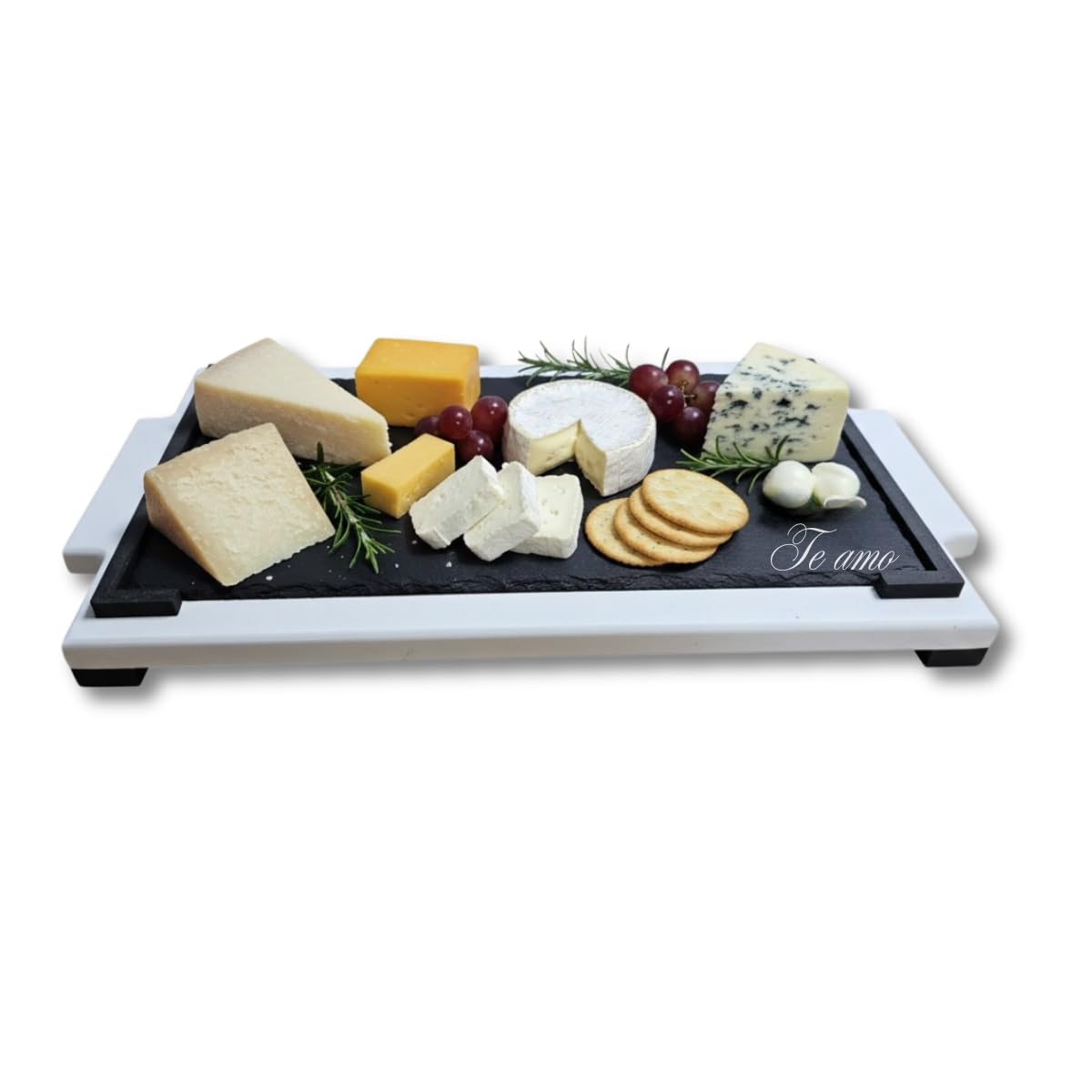 Pack de 4 Bandejas de Madera con Pizarra 20x40cm Personalizadas para Presentación de Alimentos – Elegante Tabla para Carnes, Quesos, Tapas y Entrantes