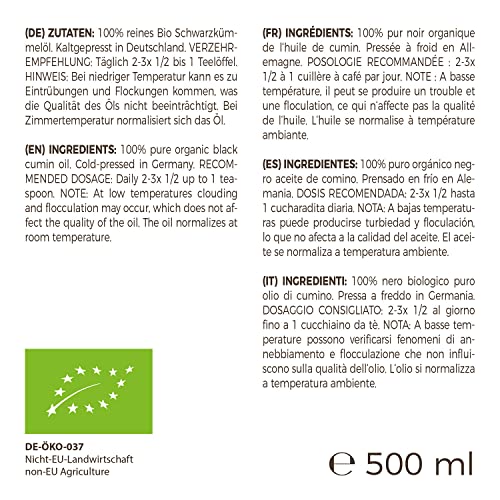 GreatVita Schwarzkümmelöl Bio 500 ml | 100% rein, vegan, kaltgepresst - Ideal für Küche & Pflege - Aufdruck kann varrieren – Bild 5