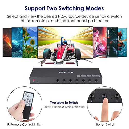 Image of 7 in 1 Out HDMI Switch 4K@60Hz with HDR, HDCP 2.2 & 3D and IR Remote Control for PS5, Xbox, Nintendo Switch, Apple TV, Roku, Fire Stick (Home /Office Use)
