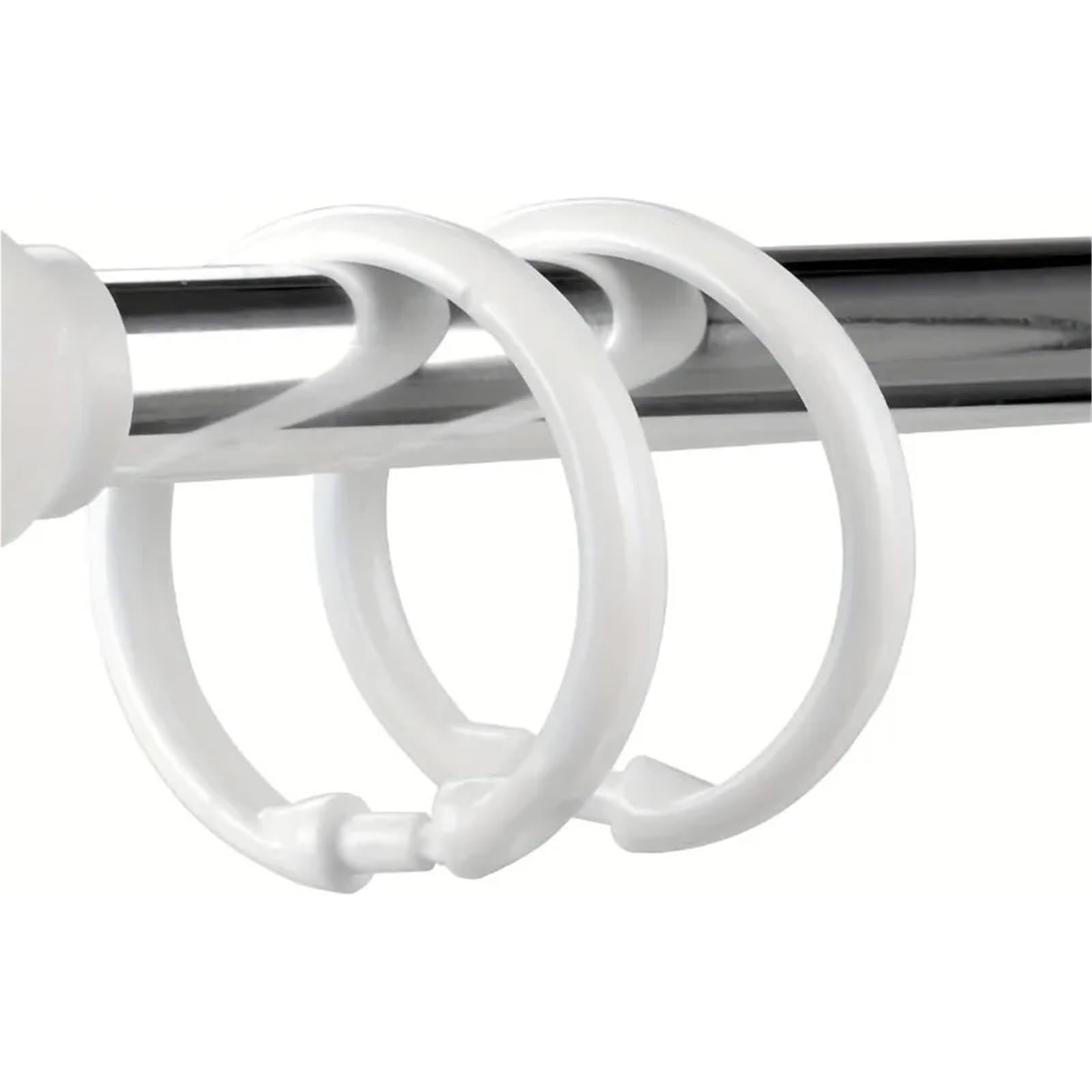Shower Curtain Hooks 12pcs White Plastic Shower Curtain Rings, Easy Snap Closure