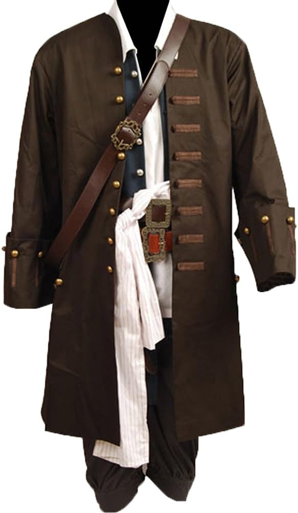 Mens Pirates Cosplay Costume Pirate Jack Outfit Coat Belt Cosplay Props Halloween