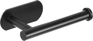 Matte Black Toilet Paper Holder Toilet Paper roll Holder Self Adhesive SUS 304 Stainless Steel No Drilling for Bathroom Bedroom Kitchen (Matte Black, 6.5")