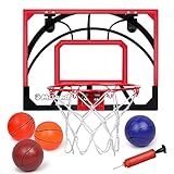 Meland Basketball Hoop Indoor -Toys Gift for Boys Age 3-12 Year Old for Birthday Christmas, Mini Basketball Hoop for Kids with 4 Balls & Air Pump, Over The Door Basketball Hoop for Boys Room Decor