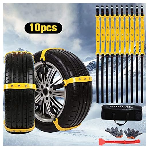 SuBleer Snow Chains for Car, Snow Chains for Tires, Tire Block Emergency Anti Slip Tire Chain for Trucks SUV Lawn Tractor 10 Pcs