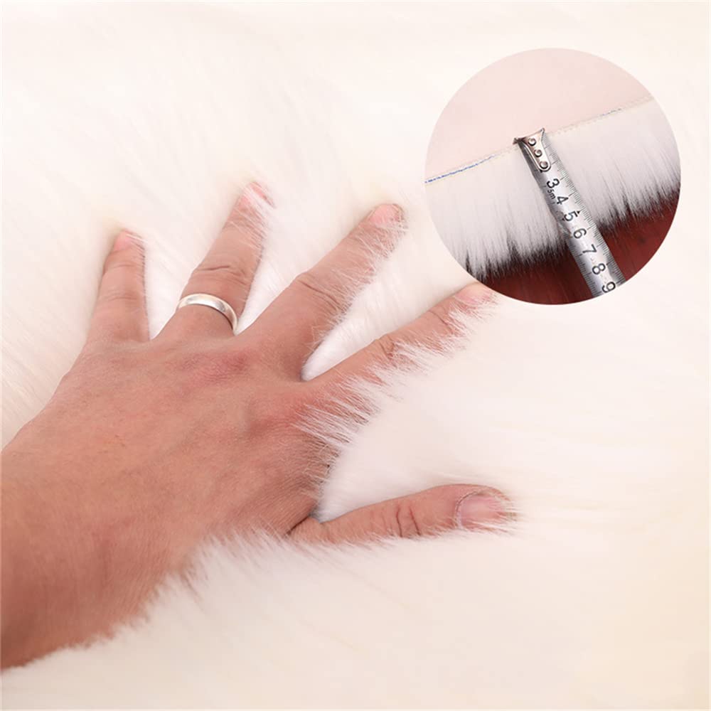 Tapis en fausse peau de mouton douce à poils longs lavable et antidérapant pour chambre à coucher, salon, canapé, décoration de chevet - 80 x 160 cm - Blanc