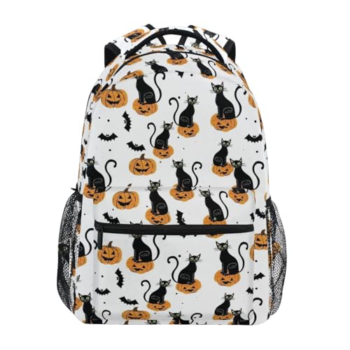 Sac à dos d'Halloween chat noir durable résistant aux charges lourdes étudiantes