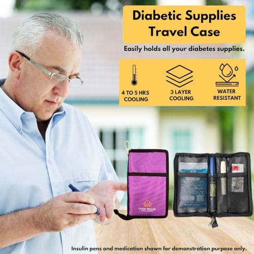 Image of Insulin Cooling Wallet Insulin Travel Pouch & Pen Holder for Diabetics Keeps Insulin Cool for 4+ Hours 2 Ice Gel Packs Compact Cooler Case for Travel & Daily Use (Purple)