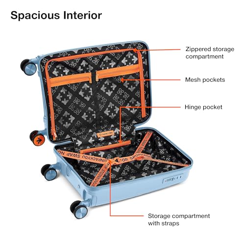Image of Nasher Miles Polypropylene Spinner Seattle Hard-Sided Cabin Luggage 20 inch | 55cm | 8 Wheels Small Trolley Bag for Travel | Suitcase (Light Blue)